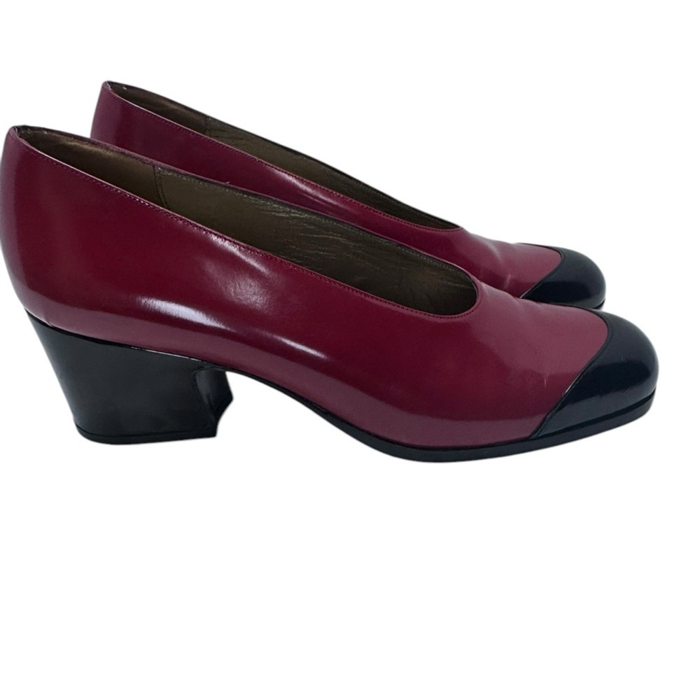 Vintage .Yves Saint Laurent Red and Black Stiletto Heels - Picture 4 of 8